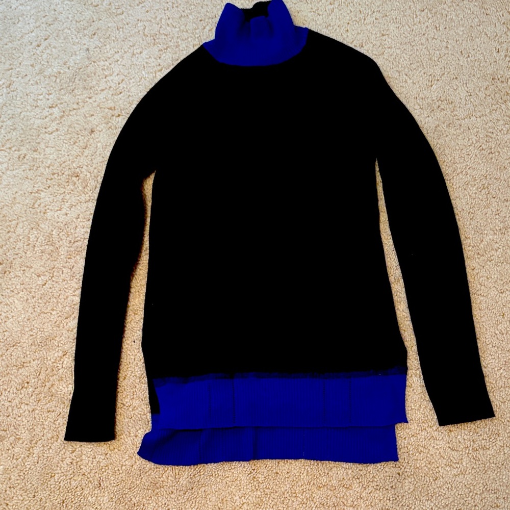 Rag & Bone Black and Blue Turtleneck Sweater